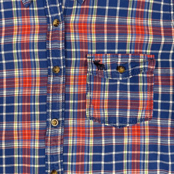 Abercrombie & Fitch Women’s Medium Y2K Plaid Button Up Shirt‎ Red Blue Cotton - Picture 2 of 10
